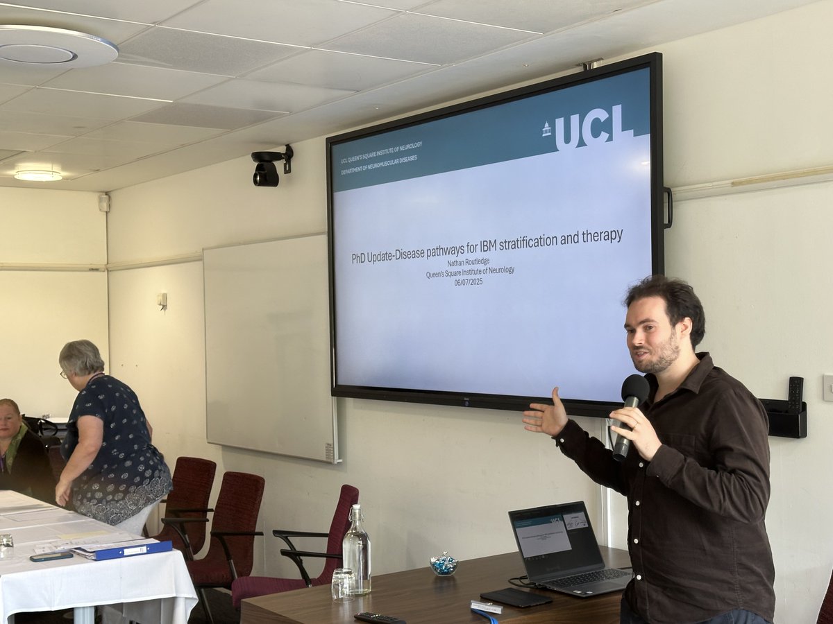 Pedro Machado (@pedrommcmachado) on Twitter photo Great talk by <a href="/nathanroutledge/">Nathan Routledge</a> from <a href="/UCLIoN/">UCL Queen Square Institute of Neurology</a> <a href="/UCL_QS_CNMD/">UCL_QS_CNMD</a> on his Myositis UK-funded PhD: exploring disease pathways for IBM stratification and therapy. Delighted to be at the <a href="/UKMyositis/">Myositis UK</a> annual meeting - an event I’ve proudly contributed to for over a decade! #Myositis #IBM Great talk by <a href="/nathanroutledge/">Nathan Routledge</a> from <a href="/UCLIoN/">UCL Queen Square Institute of Neurology</a> <a href="/UCL_QS_CNMD/">UCL_QS_CNMD</a> on his Myositis UK-funded PhD: exploring disease pathways for IBM stratification and therapy. Delighted to be at the <a href="/UKMyositis/">Myositis UK</a> annual meeting - an event I’ve proudly contributed to for over a decade! #Myositis #IBM