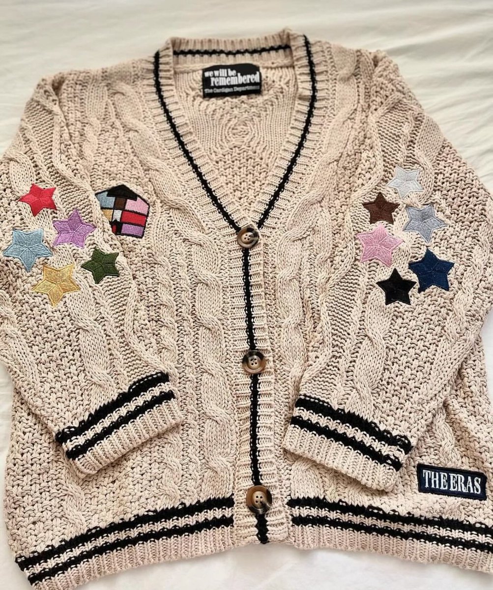 Why have a cardigan for one era when you can one with ALL eras. The Eras Cardigan has been restocked in all sizes both with or without the Lover House Patch ⭐️

thecardigandepartment.com/search?q=eras&…