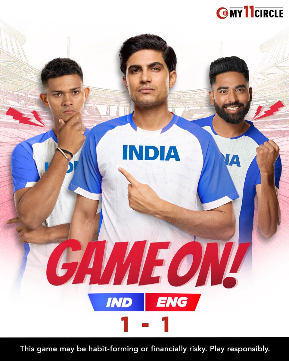 ENG struck first, IND struck back. Ab dono teams equal footing pe with 1-1 🔥
.
.
.
#TestSeries2025 #My11Circle #INDvsENG