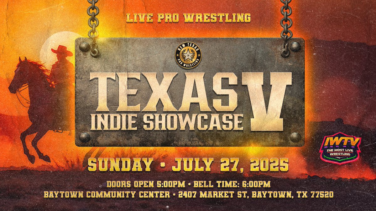 TODAY IS THE LAST DAY TO GET 15% off of all tickets to the Texas Indie Showcase 5 Event!! Only 4 Front Row Seats REMAIN!!

Use the promo code JULY4 for 15% off of all remaining tickets for our big summer event! 

🎟️: NewTexasPro.Com/Events