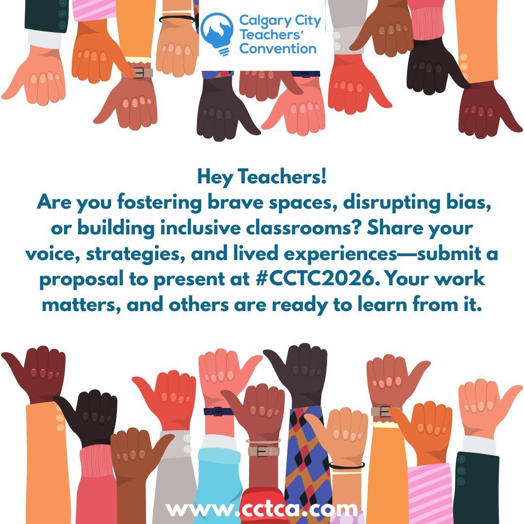 CCTCA (@cctca) on Twitter photo Teachers, we need you!  Apply now to host a session at Calgary City Teachers' Convention!  cctca.com #Diversity #Equity #Inclusion #Justice #WeAreTeachers #CCTC2026 Teachers, we need you!  Apply now to host a session at Calgary City Teachers' Convention!  cctca.com #Diversity #Equity #Inclusion #Justice #WeAreTeachers #CCTC2026