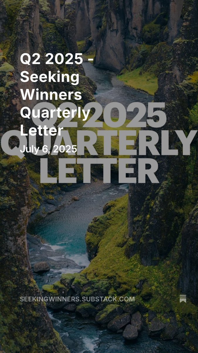 SeekingWinners_'s tweet image. Q2 2025 Letter is now out.
seekingwinners.substack.com/p/q2-2025-seek…
Hope everyone is enjoying summer!