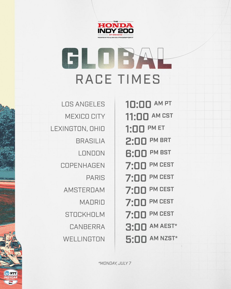 NTT INDYCAR SERIES (@indycar) on Twitter photo Less than two hours until the green flag π
Where are you watching the #Honda200? π Less than two hours until the green flag π
Where are you watching the #Honda200? π
