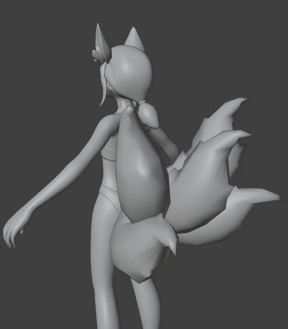 #Fortnite #KimikoFiveTails #Blender #3D #WIP 
Well, the model will be ready soon, but there are still some things to do: 
- Kitsune feet 😍
- Textures 👩‍🎨
- Rig 🩻
- a little surprise🙂
