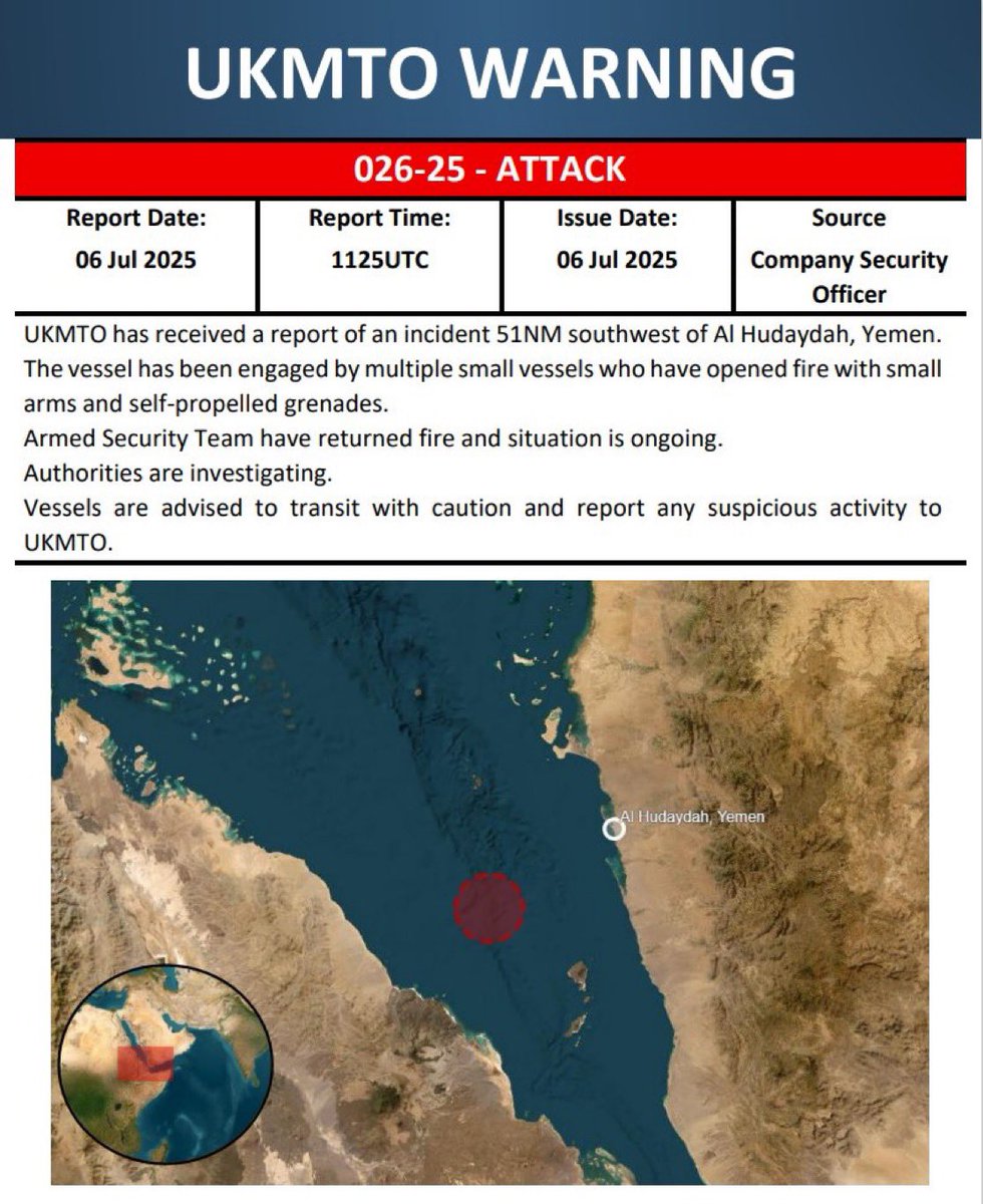 In the Red Sea, an Israeli ship is burning