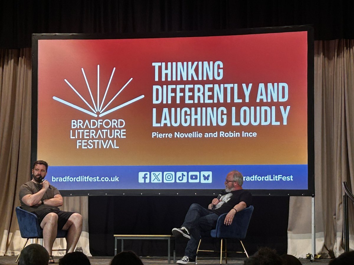 Scott Edmunds (@scedmunds) on Twitter photo And now for something completely different, Robin Ince and Pierre Novellie at <a href="/BradfordLitFest/">Bradford Literature Festival</a> discuss neurodivergence and comedy in a session called “Thinking differently and laughing loudly” #BradfordLitFest And now for something completely different, Robin Ince and Pierre Novellie at <a href="/BradfordLitFest/">Bradford Literature Festival</a> discuss neurodivergence and comedy in a session called “Thinking differently and laughing loudly” #BradfordLitFest