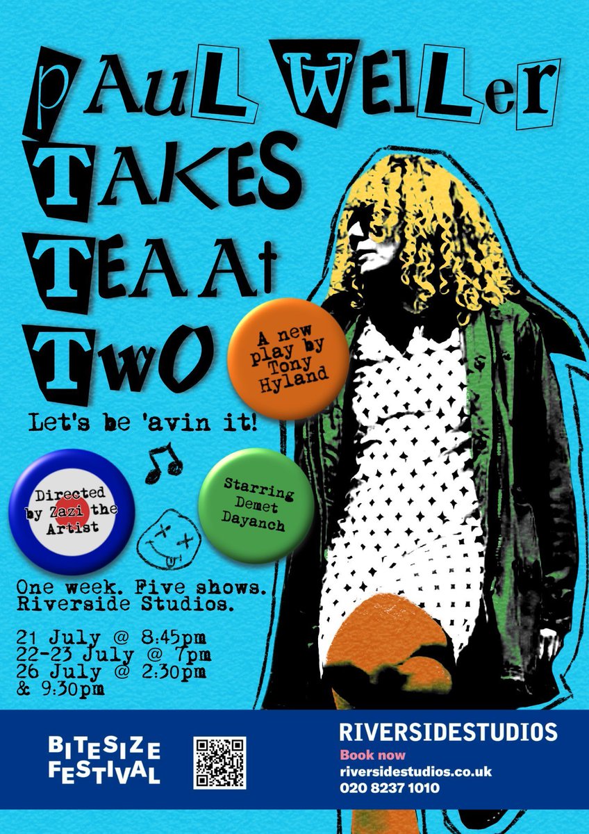 EveryTheatre's tweet image. Paul Weller Takes Tea at Two

An innovative, surrealist take on mental health, domestic violence, and grief, with songs by The Jam to place us deep in the late 1970s

Plays @RiversideLondon's #BiteSize Festival from 21 July

#theatre #fringe #TheJam

Tkts: buff.ly/VPEvuYH