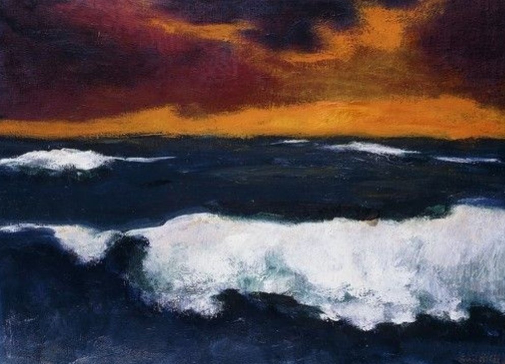 "Ah, tutto è simbolo e analogia!

Tutto ciò che vediamo è qualcos'altro.
L'ampia marea, la marea ansiosa,
è l'eco di un'altra marea che sta
laddove è reale il mondo che esiste."

Fernando Pessoa

#ComeUnEco
#VentagliDiParole

🎨 Emil Nolde