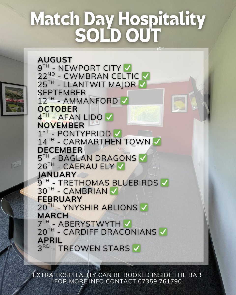 ꜱᴏʟᴅ ᴏᴜᴛ ❌❌

All of our League game Matchday hospitality packages have sold in less than a week!!

Outstanding work from Ray and his team ⭐