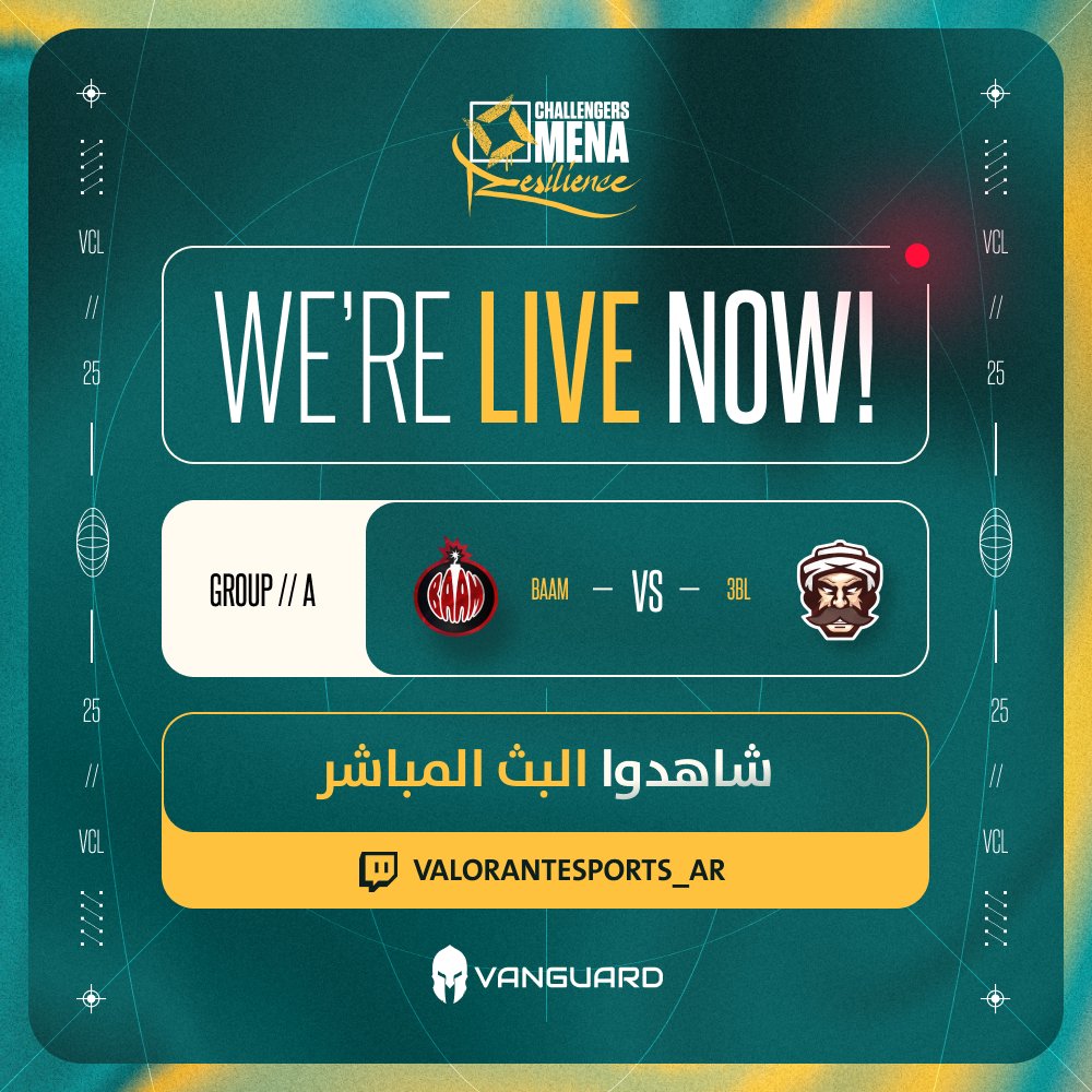 المواجهة الأخيرة بين
<a href="/BAAMEsports/">BAAM</a> 🆚 <a href="/3bl_esports/">3BL Esports</a> 

👇

🔴twitch.tv/valorantesport…

#VCLMENA #ChallengersEMEA #Resilience