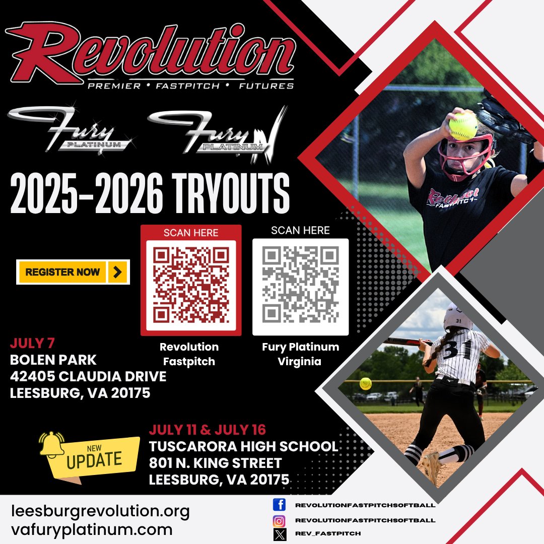 Tryouts begin TOMORROW JULY 7 - will you be there at Bolen? #revolutionfastpitch #tryouts #travelsoftball #loudouncounty