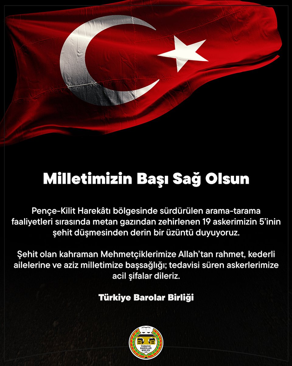 Milletimizin Başı Sağ Olsun

Pençe-Kilit Harekâtı bölgesinde sürdürülen arama-tarama faaliyetleri sırasında metan gazından zehirlenen 19 askerimizin 5’inin şehit düşmesinden derin bir üzüntü duyuyoruz.

Şehit olan kahraman Mehmetçiklerimize Allah’tan rahmet, kederli ailelerine ve