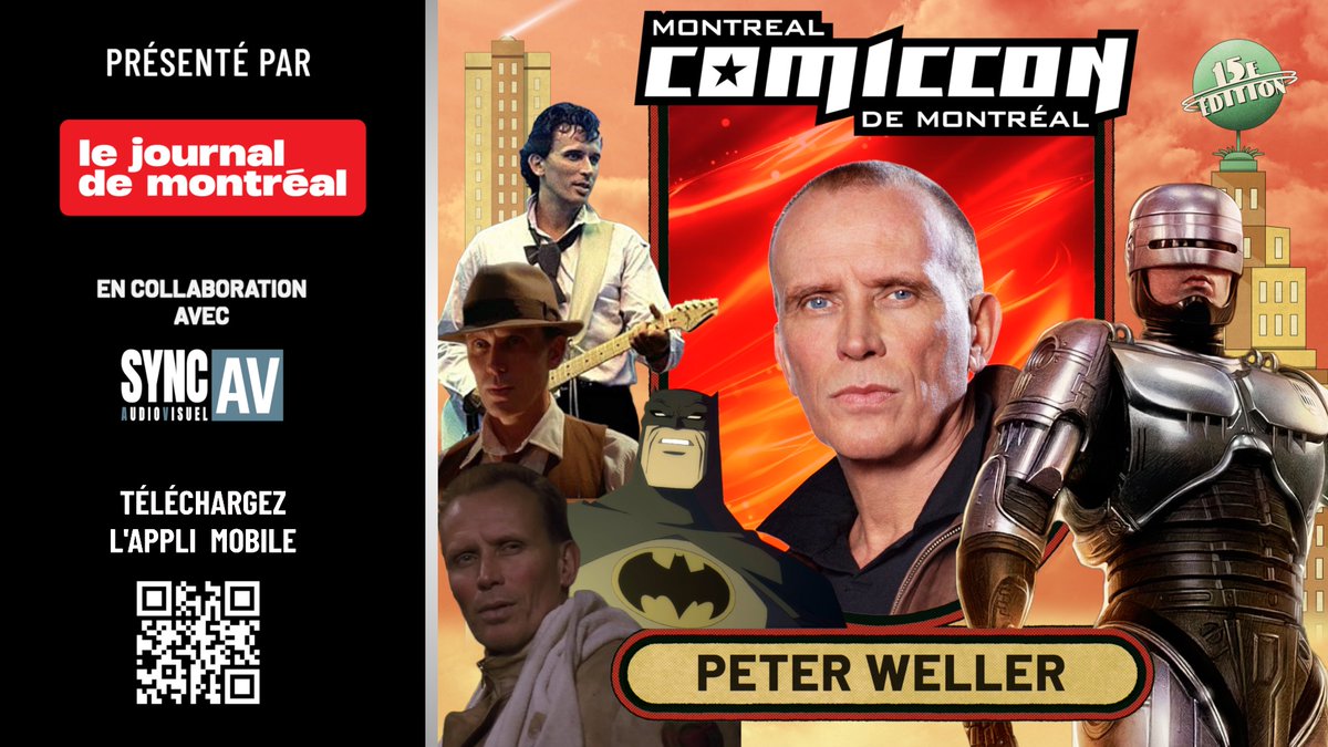 🎤Ne manquez pas Peter Weller sur scène à 12 h 30 dans la salle de conférence principale 516C, présentée par Le journal de Montréal!
***
🎤Don’t miss Peter Weller on stage at 12:30 p.m. in Main Events, 516C, presented by Le journal de Montréal!