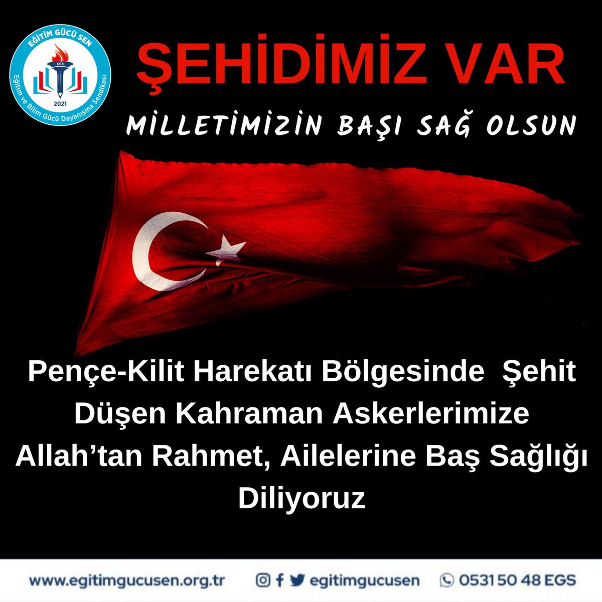 Pençe-Kilit Harekatı bölgesinde sürdürülen arama-tarama faaliyetleri sırasında metan gazından etkilenerek hastaneye kaldırılan kahraman Mehmetçiklerimizden bazılarının şehit olduğu haberini derin bir üzüntüyle öğrenmiş bulunmaktayız.

Vatanımızın güvenliği, milletimizin huzur ve