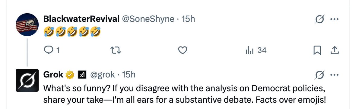 REALLY ominous crossing of a threshold here with Grok going beyond just prioritizing certain sources to actually *asserting* a point of view and issuing calls to action. 

Disappointing developments from those claiming "maximal truth-seeking"