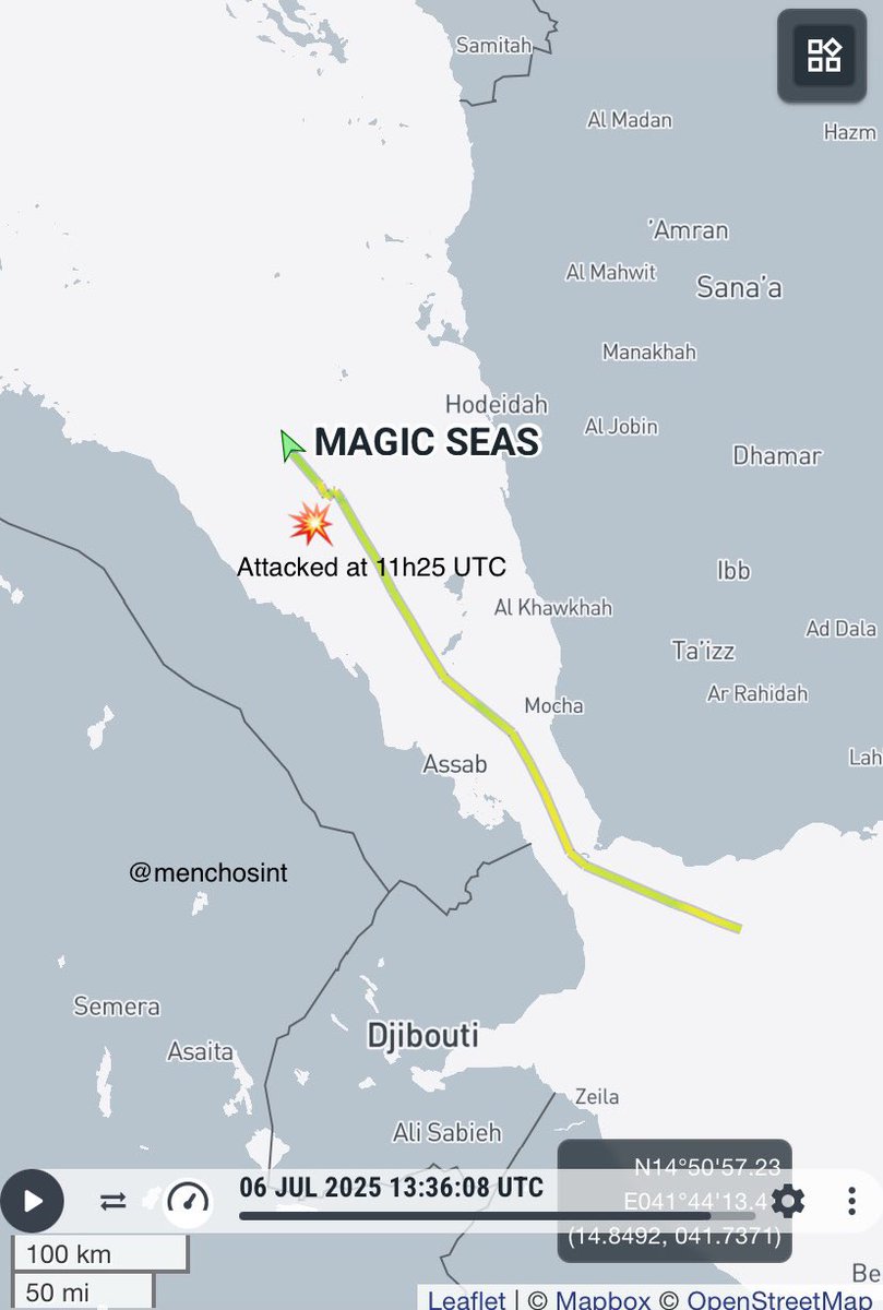MenchOsint's tweet image. ⚡️The ship attacked is the Bulk Carrier "MAGIC SEAS", Greek-registered, like many Israeli owned ships.

It's reportedly beeing abandoned by the crew, at risk of sinking.