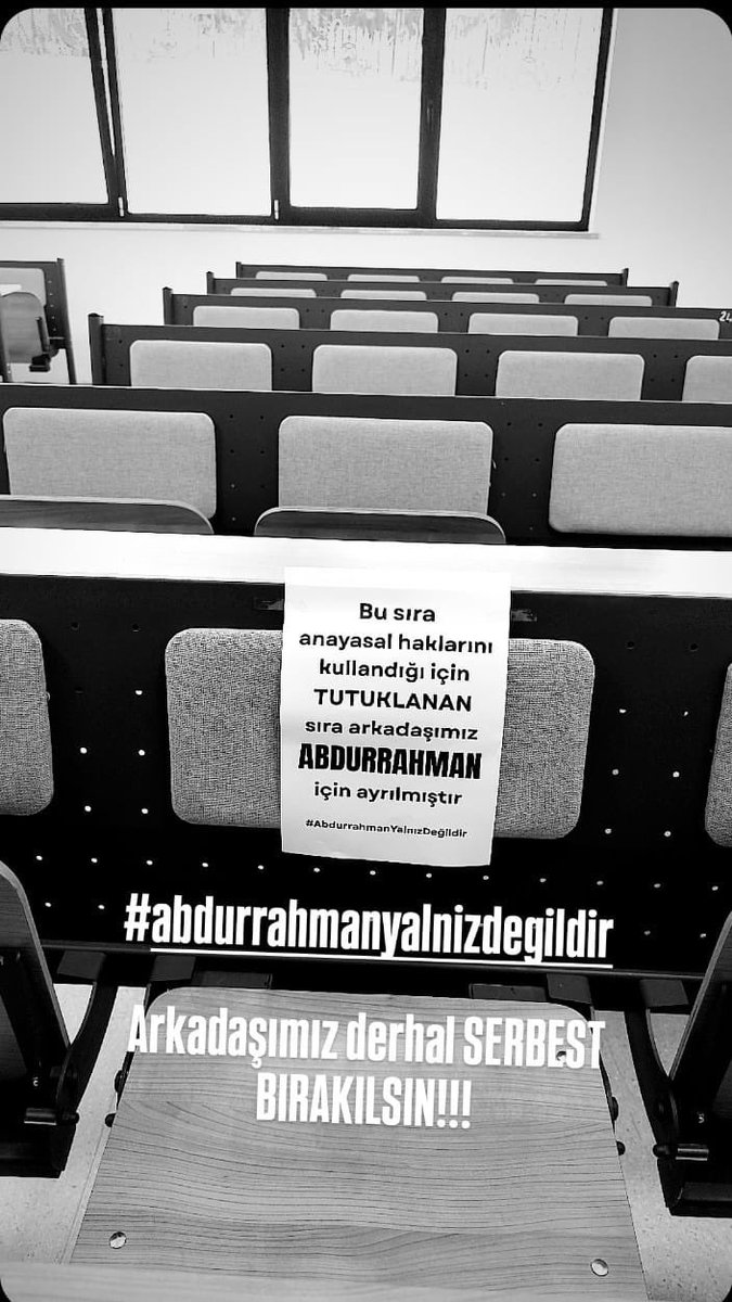 BTÜ öğrencisi Abdurrahman Şanda 1 Temmuz Saraçhane eylemine katıldıktan sonra usulsüzce gözaltına alınmış ve tutuklanmıştır. Arkadaşımızın yeri cezaevi değil okuldur!!! Arkadaşımız derhal SERBEST BIRAKILSIN!!!