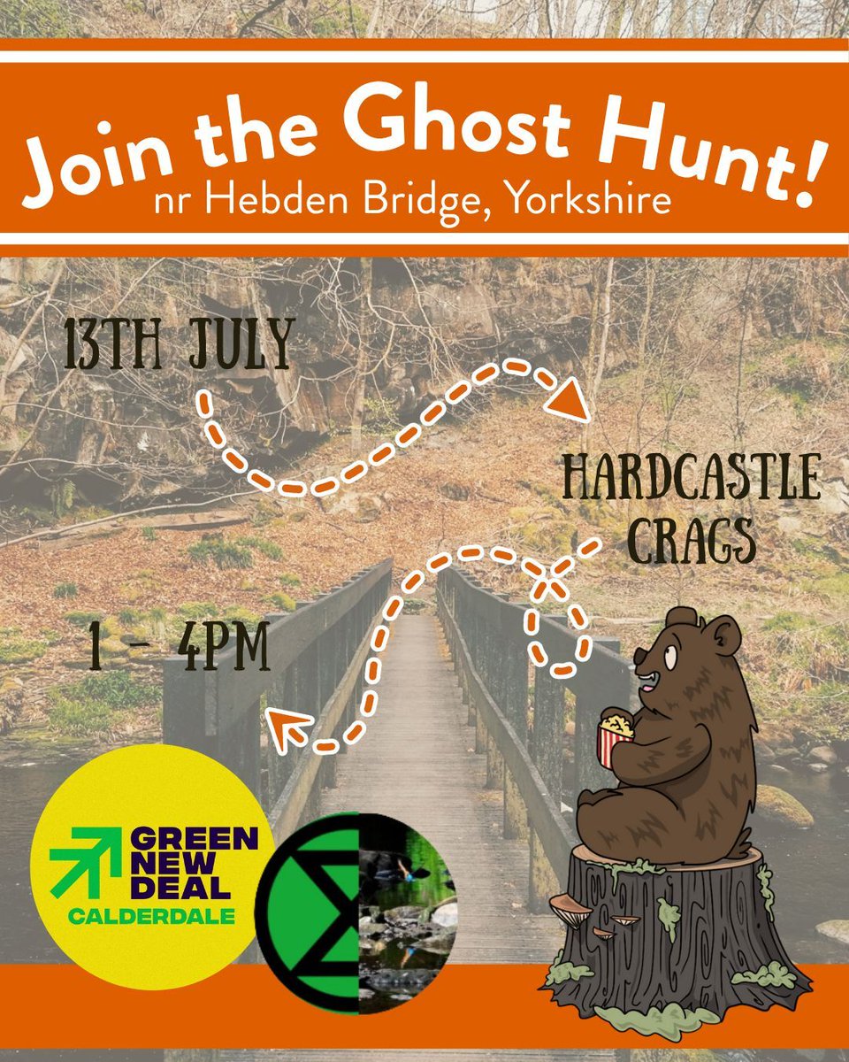 👻 1 WEEK TO GO!👻 

Join Wild Card, @xrcalderdale, @calderdaled in Hardcastle Crags next Sunday for a day of citizen science, art and protest as part of our campaign to #RewildTheGhostWoods!

📍Hardcastle Crags
📅Sunday 13th July
🕑1-4pm

Sign up: buff.ly/y8VrhGo