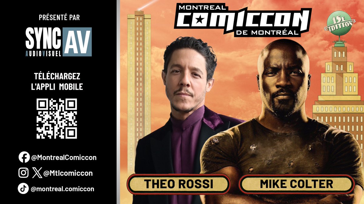 🎤Ne manquez pas Theo Rossi &amp; Mike Colter sur scène à 13 h 45 dans la salle de conférence 511, présentée par SYNC AV!
***
🎤Don’t miss Theo Rossi &amp; Mike Colter on stage at 1:45 p.m. in room 511, presented by SYNC AV!