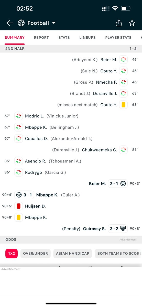 Budlfc_88's tweet photo. @bet365 need to do the right thing with this Madrid game last night, the substitutions were clear and obvious, fourth official scoreboard stated the sub was Bellingham for Mbappe. Only seems to be bet365 who aren’t doing the right thing and paying out. #bet365 https://t.co/ebe6iyWhbl