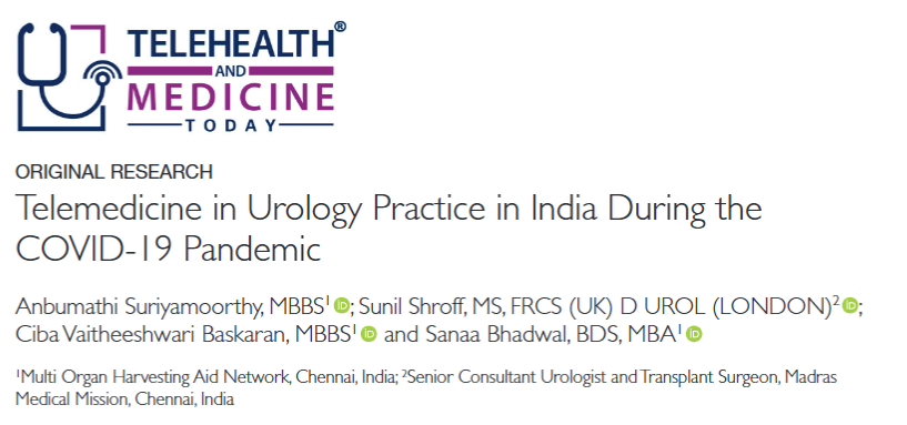 NEW Research Published
Telemedicine in Urology Practice in India During the COVID-19 Pandemic | Telehealth and Medicine Today telehealthandmedicinetoday.com/index.php/jour… 

#COVID19 #India #urinarytractinfection #urologists #UTI #telehealth #digitalhealth