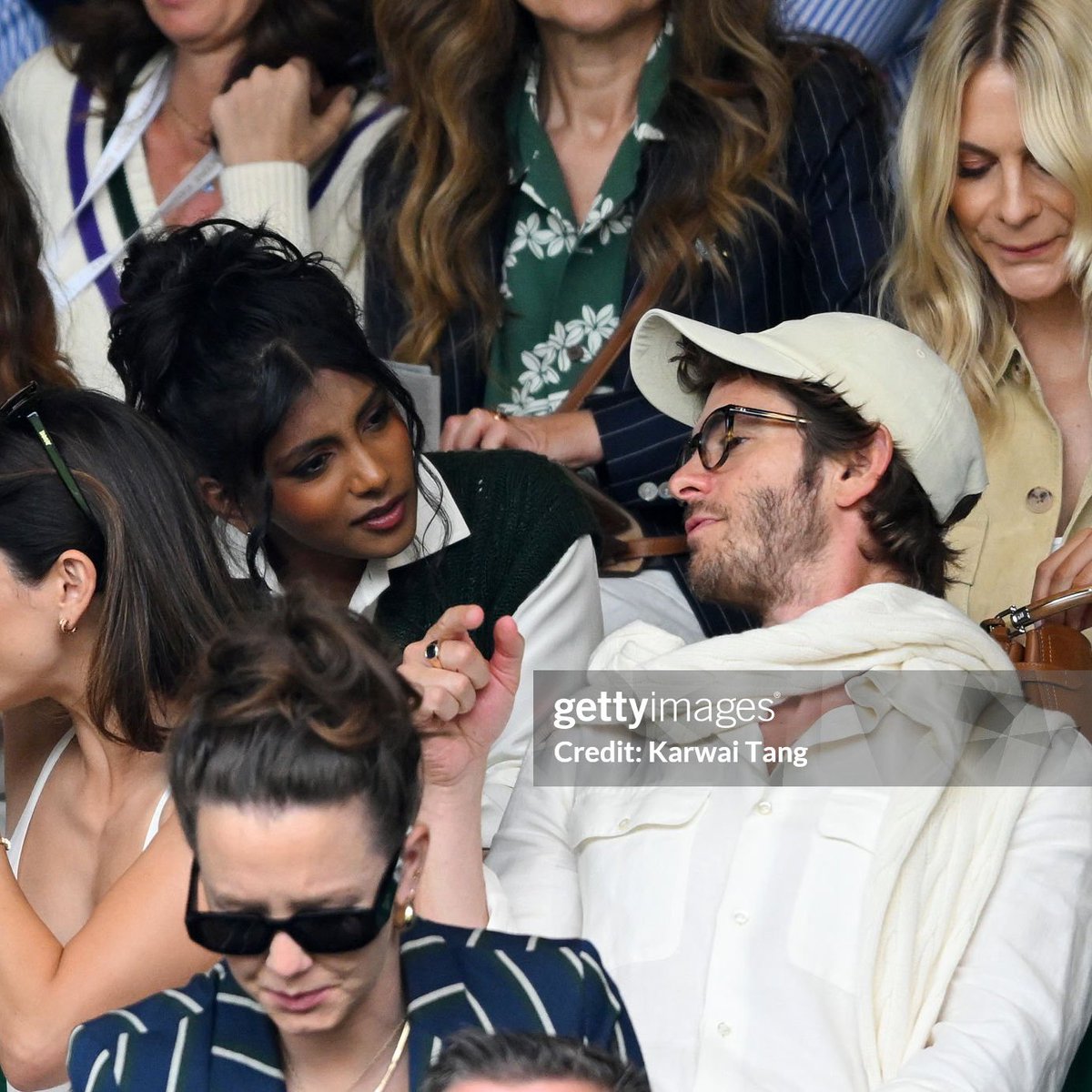 charithrafiles's tweet image. Charithra Chandran talking to Andrew Garfield at Wimbledon