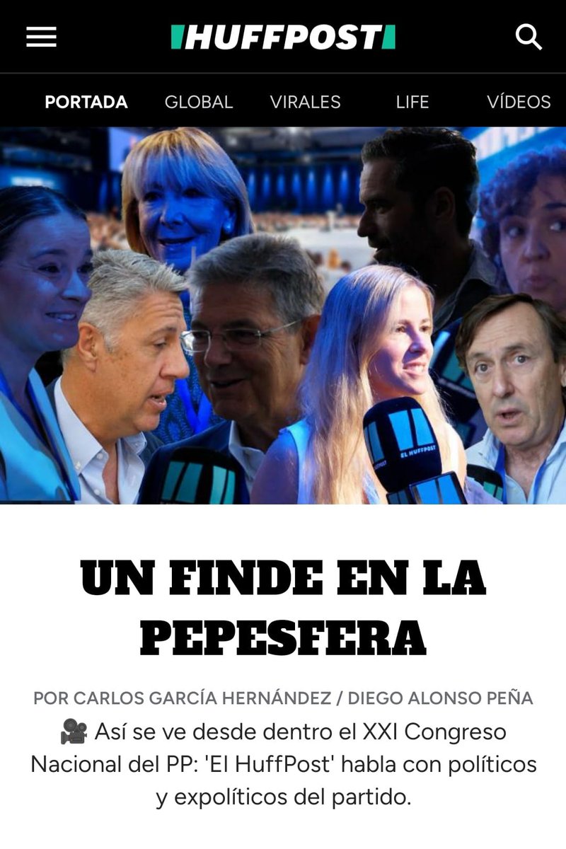 AHORA, EN PORTADA:

🎥 Un fin de semana en el XXI Congreso Nacional del Partido Popular  huffingtonpost.es/videos/un-sema… Por <a href="/diego_aprt/">Diego Alonso Peña</a> y <a href="/carlijos__/">Carlos García</a>