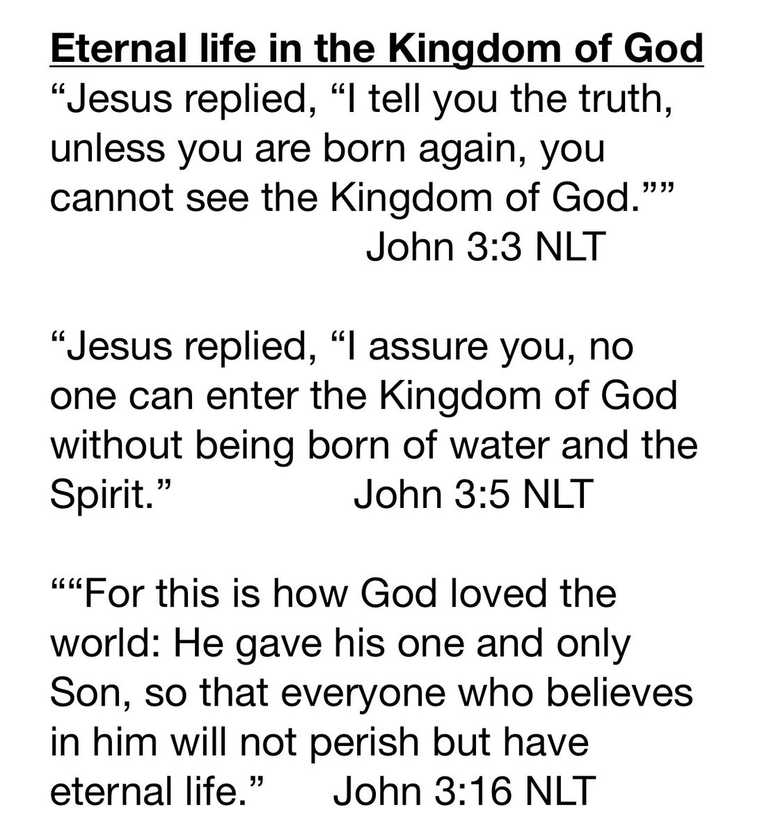 TonyDungy's tweet image. Pastor Doug’s message today @GFCFlorida was from John Chapter 3. The well known verse is John 3:16- Jesus said whoever believes in Him will have eternal life, but in vs 3 He said that to enter the Kingdom of Heaven you must be born again.
That tells me that if I really believe…