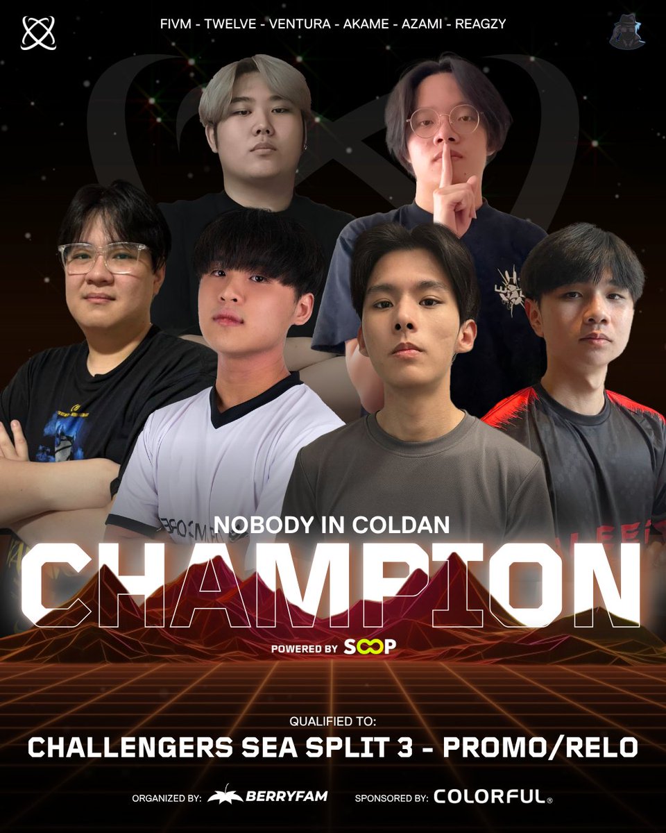 🥇🏆CHAMPIONS OF BREAKPOINT MY/SG Split 3

NOBODY IN COLDAN rise to the top and walk away with the RM10,000 grand prize and a coveted slot in VCT Challengers SEA Split 3 – Promotion/Relegation!

Their run was nothing short of spectacular—from highlight plays to clutch moments,