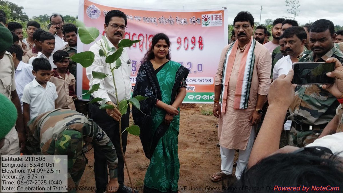 BargarhDfo's tweet photo. Celebration of 76th Vanmahotsav at Badabaunsen of Ghess Range of Bargarh Division on 6.7.2025 by Sj. Sanat Gadtia Honble MLA Bijepur, Smt Manini Bhoi,  chairman Zilla Parishad, Baragarh, DFO, Bargarh and staff. @SanatGartia @DMBargarh @pccfodisha @DiproBargarh https://t.co/dvZObKk7lE