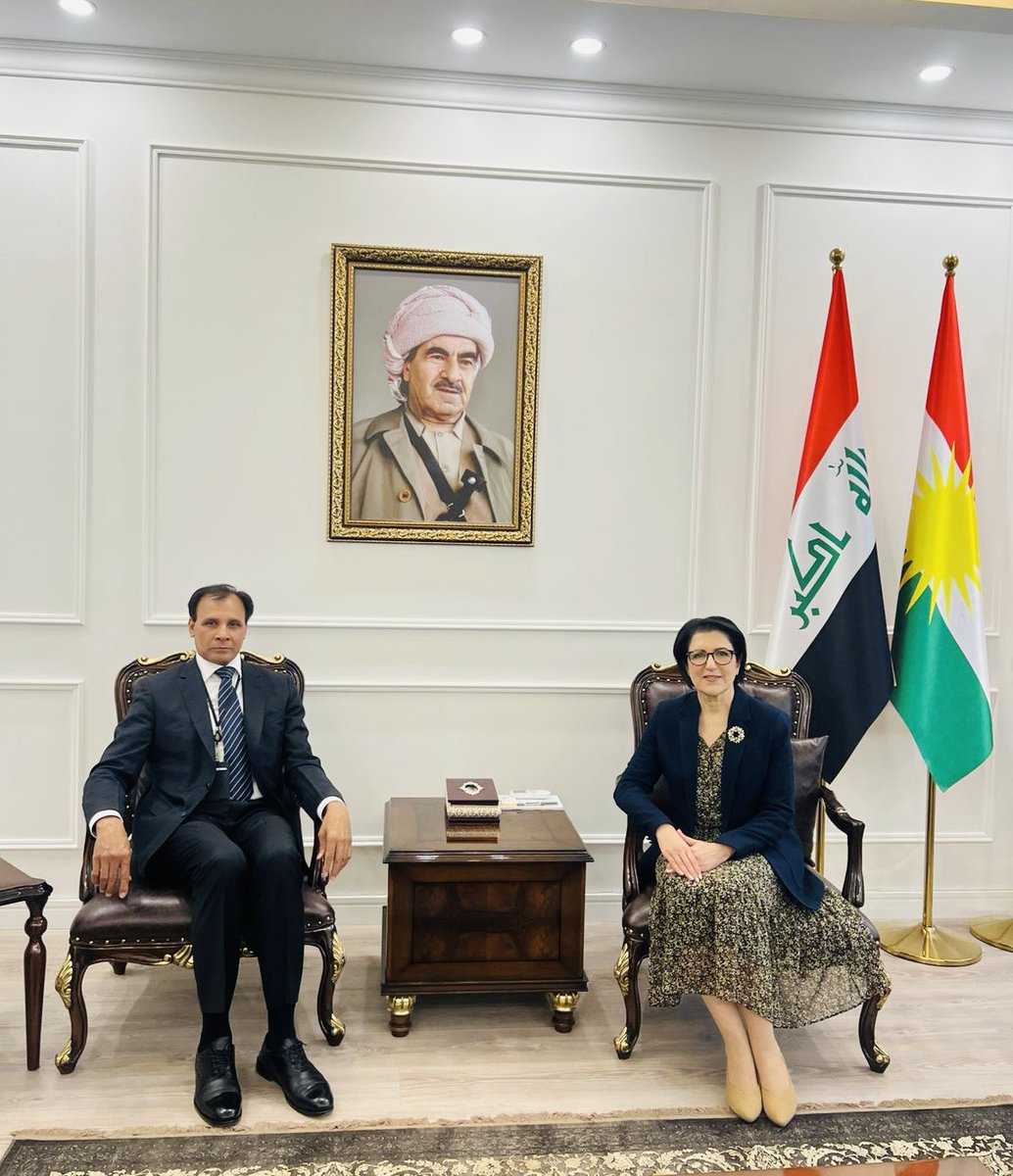 I was pleased to meet again with Zafeer Ud Din, Head of <a href="/UNIraq/">UNAMI</a> Human Rights Office in Erbil. We discussed the difficulties climate change is creating for vulnerable communities in the Kurdistan Region and across Iraq. Water scarcity, dust storms, drought and related risks to