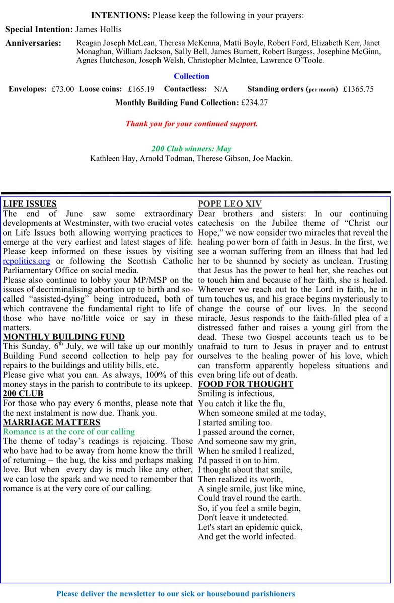 Our weekend bulletins for the 14th Sunday in Ordinary Time.