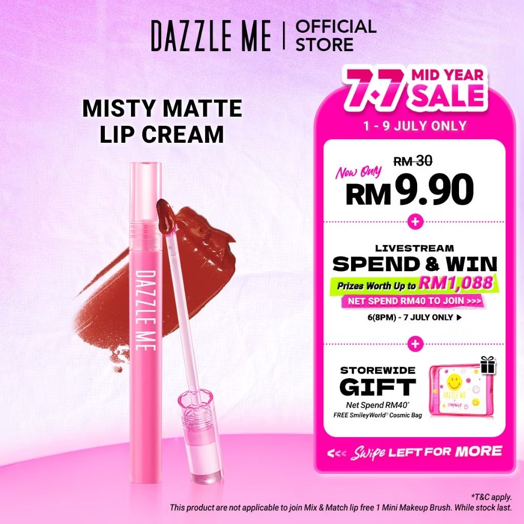 MrFcuk3's tweet photo. Check out [MESTI BELI] DAZZLE ME Misty Matte Lip Cream Long Lasting Transferproof lip Matte (2.2g) krim bibir tahan lama for RM9.90. Get it on Shopee now! https://t.co/WR2gARqaIi https://t.co/z9jQJZjN61
