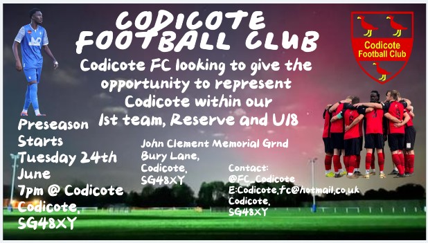 Preseason continues, while next friendly v Cockfosters 12th July..