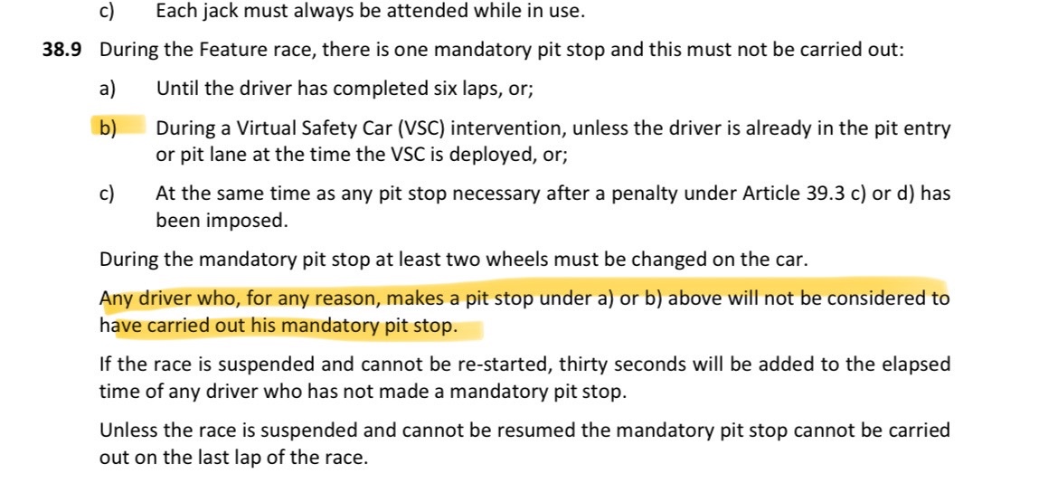 RedSnow984's tweet photo. @bmwjirdvjk @Tsun38185039 @Formula2 Maybe learn the regulations ; it doesn’t count as a stop https://t.co/6OzRc0Vvha