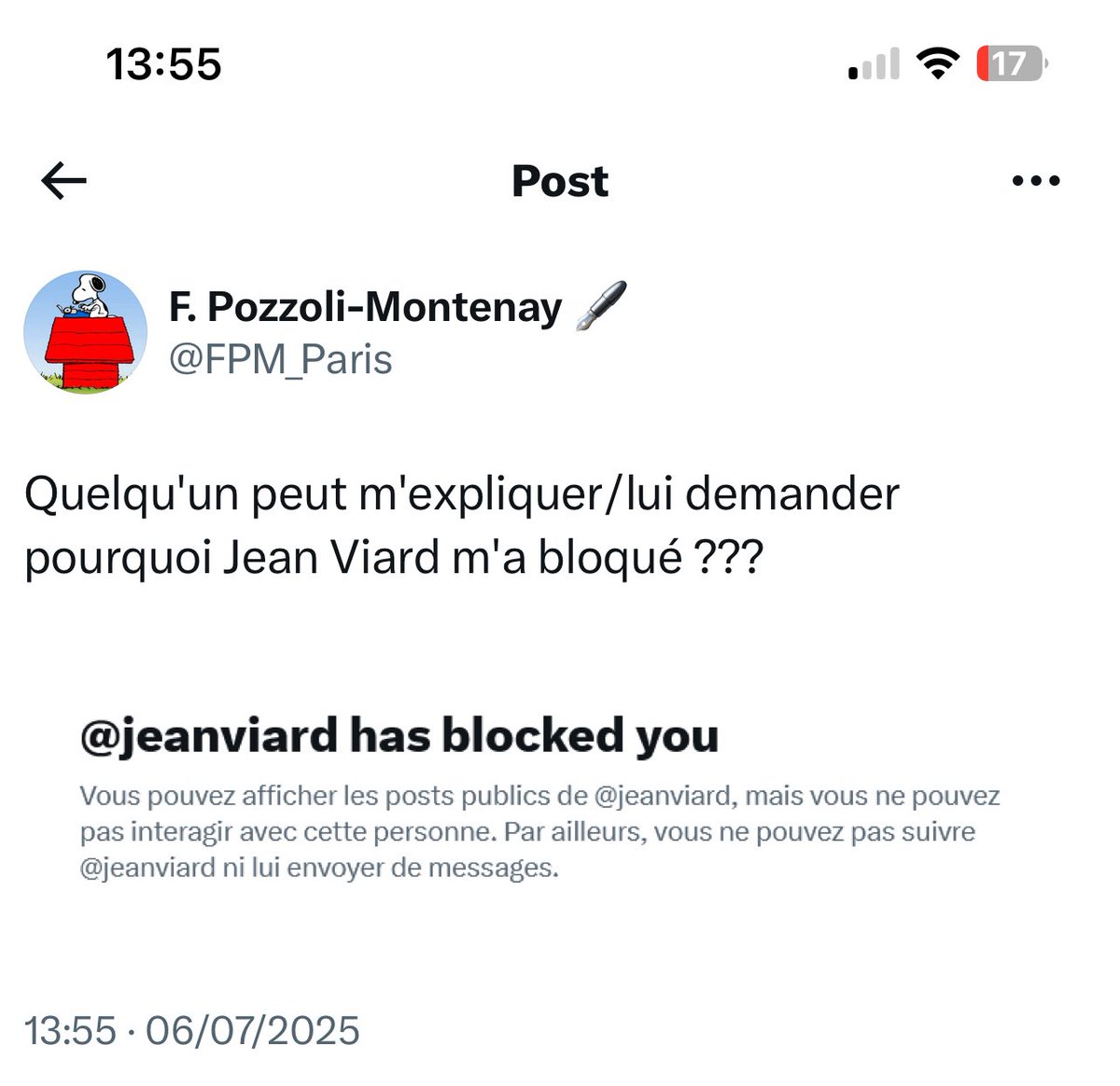 Bonjour <a href="/jeanviard/">jean viard</a>, <a href="/FPM_Paris/">F. Pozzoli-Montenay 🖋</a> a une question pour vous.