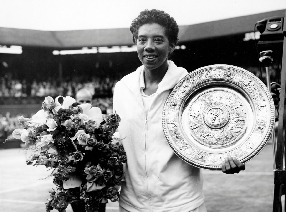 AFROHISTORY2DAY

1957: Gibson Wins Wimbledon

On July 6, 1957, American Althea Gibson won the Wimbledon women's singles title and made history as the first African American player to win the elite tournament, defeating fellow American Darlene Hard 6–3, 6–2 in the final.