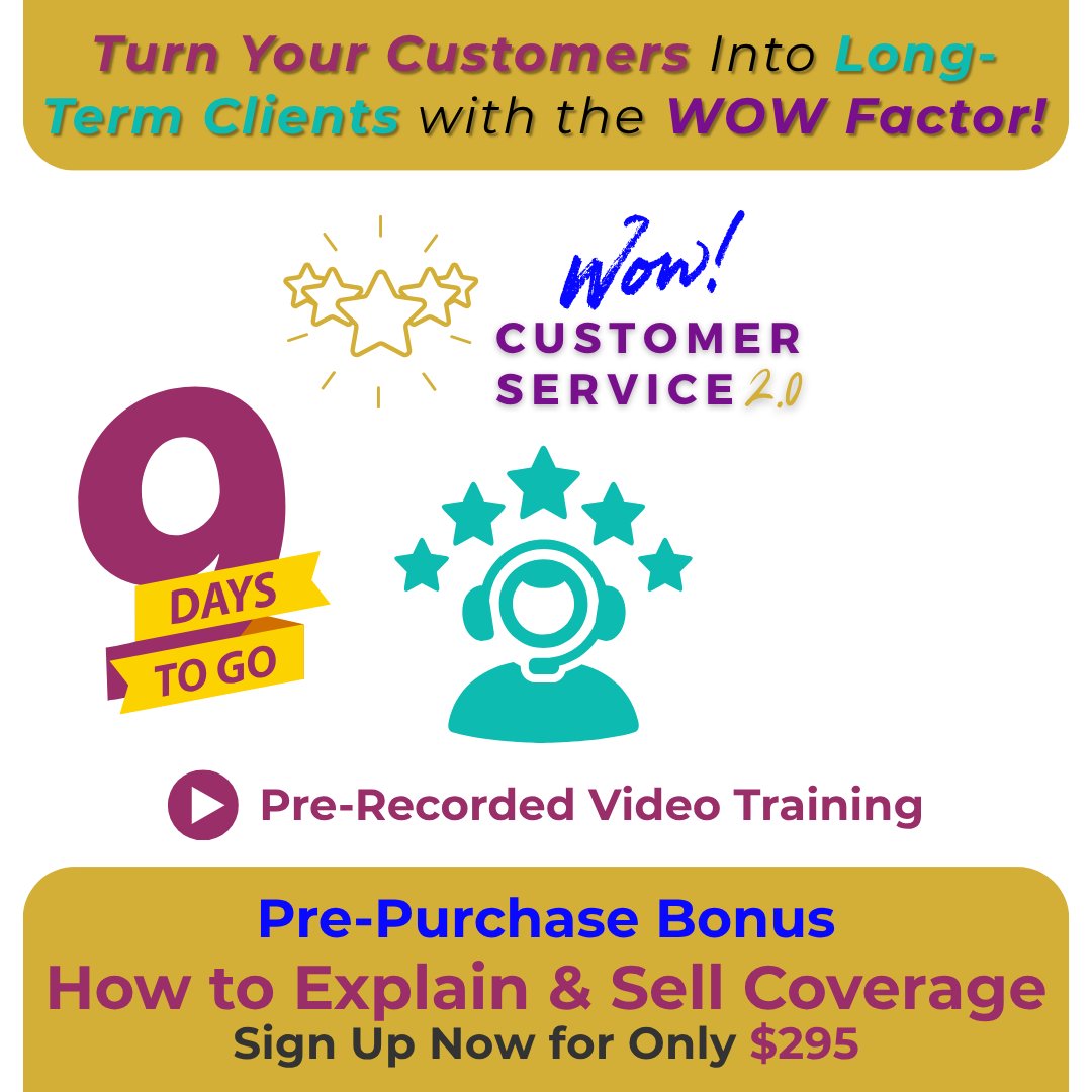 Appsinsurance's tweet image. 🚨 PRE-SALE IS LIVE — and there are only 9 days left before launch!

🎉 WOW Customer Service 2.0 is the upgrade your team didn’t know they needed — until now.

#WowCustomerService #InsuranceTraining #CustomerExperienceMatters #AgencyPerformancePartners #KellyDonahuePiro