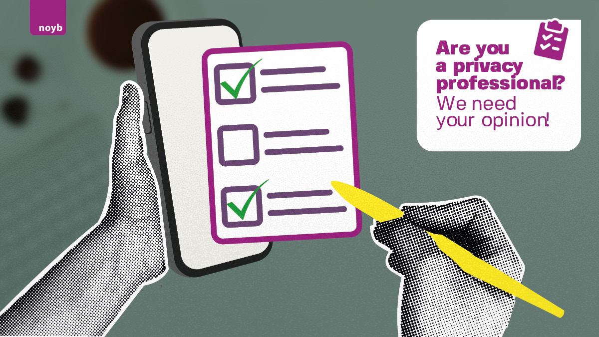NOYBeu's tweet photo. ⚖️ Are you a DPO or #Privacy Professional? Share your insights by participating in our GPR-survey! Let us know what's taking up your time and where it's best spent when you're working with compliance.⏱️

→ Share your experience here: https://t.co/q8eF9G6x5W https://t.co/Iwe2jd07bf