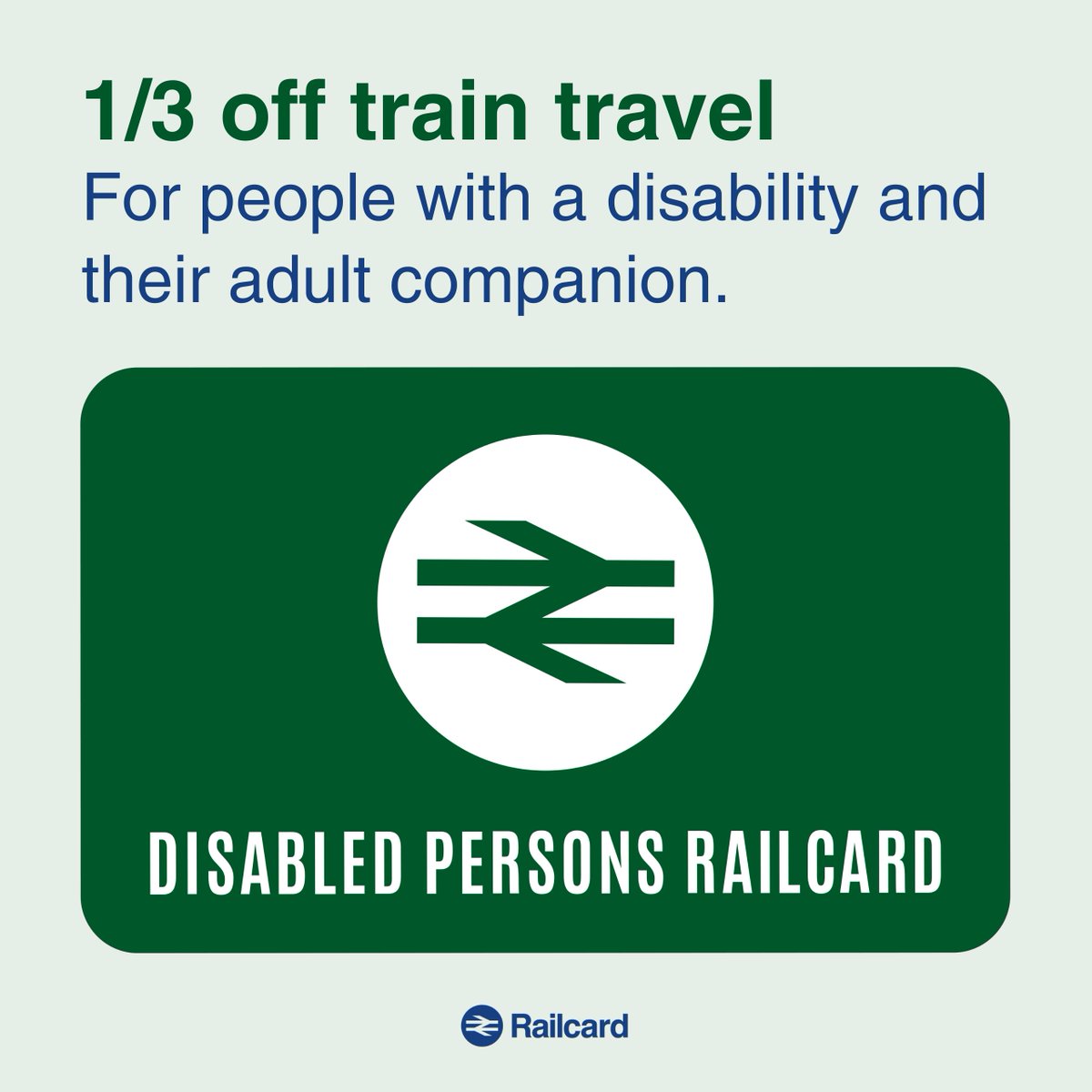 _Railcards's tweet image. Did you know the Disabled Persons Railcard gives the Railcard holder and their companion up to 1/3 off their rail travel? π«
π Find out more at orlo.uk/UtfsJ