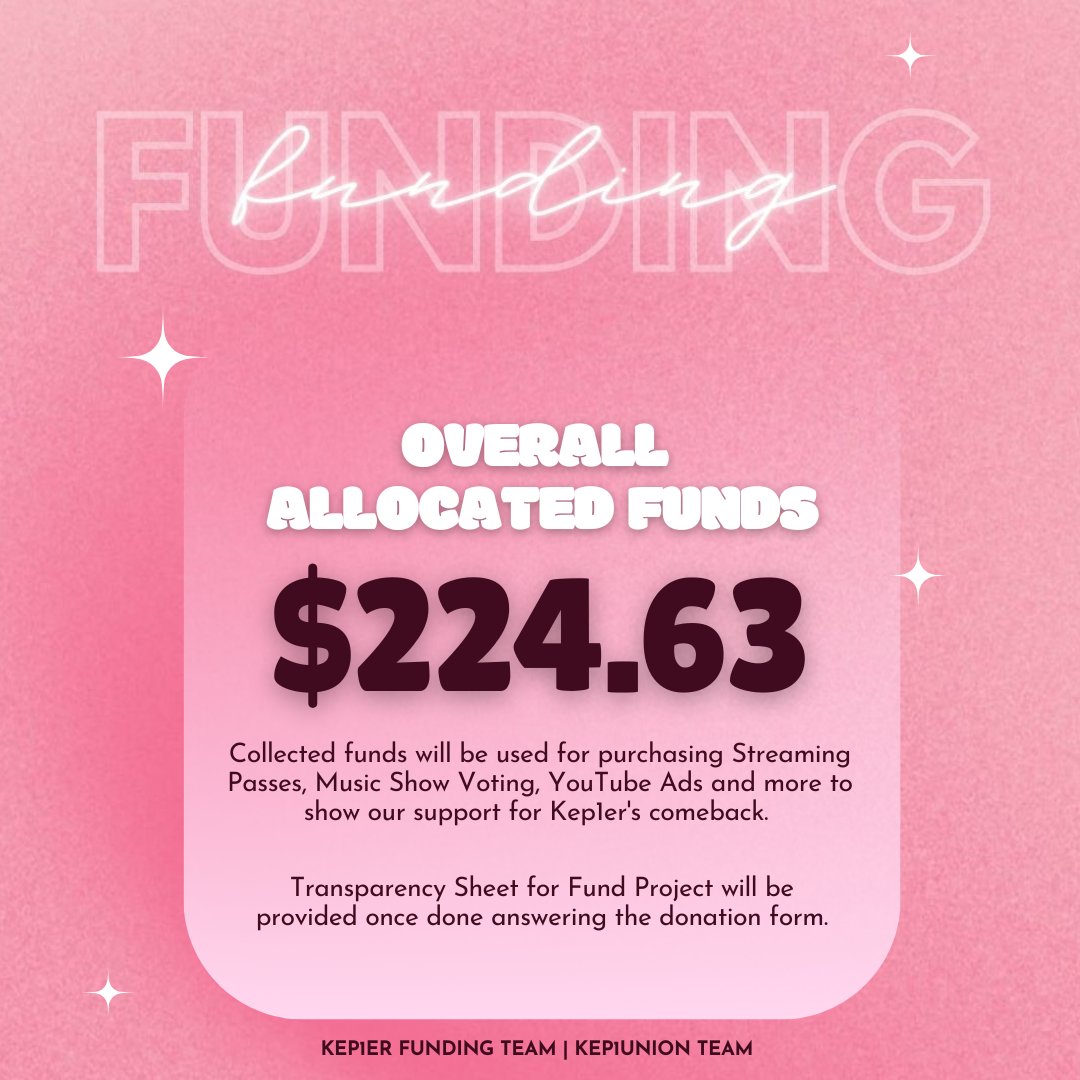 KEP1ER_FUNDING's tweet image. [💵] FUNDS UPDATE 

It&apos;s been a week since the article of the comeback announcement.

Here&apos;s our latest fund donations for the past few days! Keep on sharing our fund project for this August Comeback! 🔥

Check our carrd: kep1funding.carrd.co 

#케플러 #Kep1er
#Kep1er_Funding
