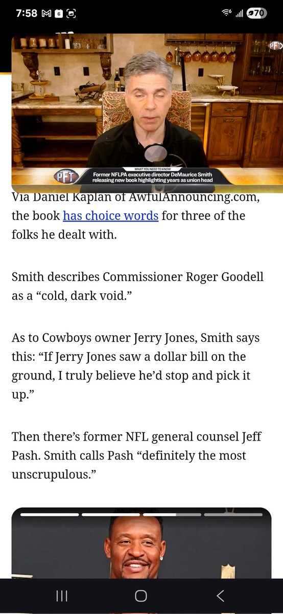 Chris Russell AKA the ππ! (@russellmania621) on Twitter photo No surprise here that D-Smith would have lots of interesting things to say about <a href="/nflcommish/">Roger Goodell</a>, Jerry Jones, and Jeff Pash.
I've been trying to tell you for many years - some of the people that run the sport u idolize are well.. they are vicious & that's nicest way I can say it. No surprise here that D-Smith would have lots of interesting things to say about <a href="/nflcommish/">Roger Goodell</a>, Jerry Jones, and Jeff Pash.
I've been trying to tell you for many years - some of the people that run the sport u idolize are well.. they are vicious & that's nicest way I can say it.