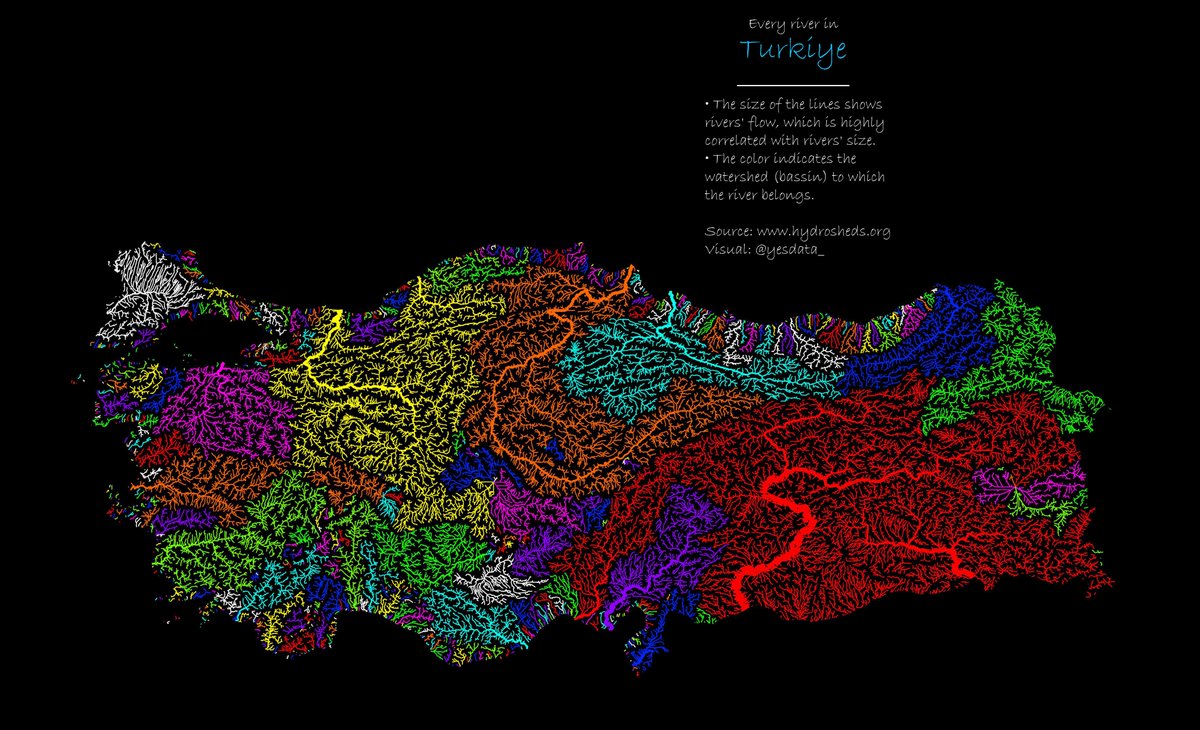 💧 Series: Rivers (No. 4) - Türkiye

Türkiye's river system includes major rivers like the Euphrates, Tigris, and Kızılırmak, which flow through diverse landscapes, supporting agriculture, hydropower, and ecosystems.

🔧 Tools: Python (Pandas, Geopandas, Shapely)