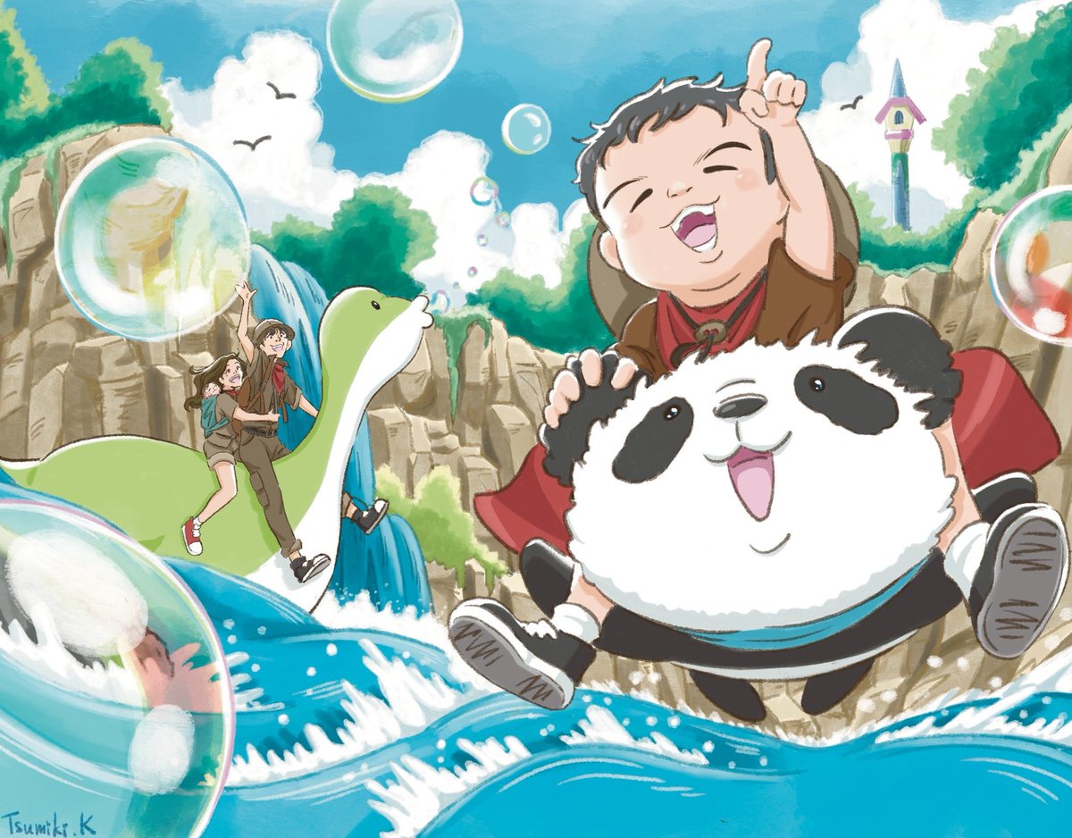 友人家族の似顔絵を描かせて頂きました🎨
ディズニー好きと、お子さんのお気に入りのパンダのぬいぐるみをモチーフに🐼🏰🦕
