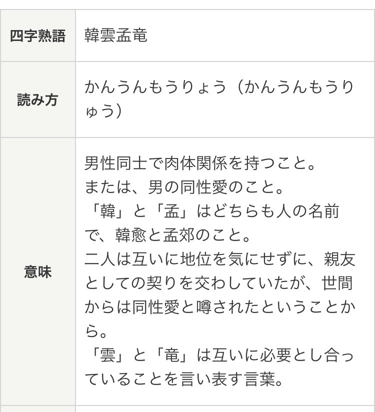 限りなく限定的な四字熟語出てきた