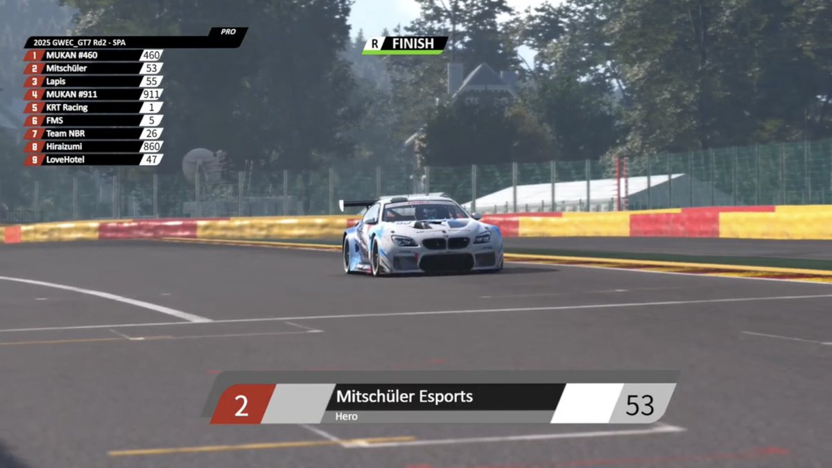 🇧🇪Round.2 SPA 8HOURS FINAL
AFTER 8:00.00/ 8:00.00 HOURS

- DRIVER
🇯🇵H. Shibuya / Hero

We fought to the end, and finishes second in SPA 👏

#MitsWIN💪🐈‍⬛｜#GWEC_GT7