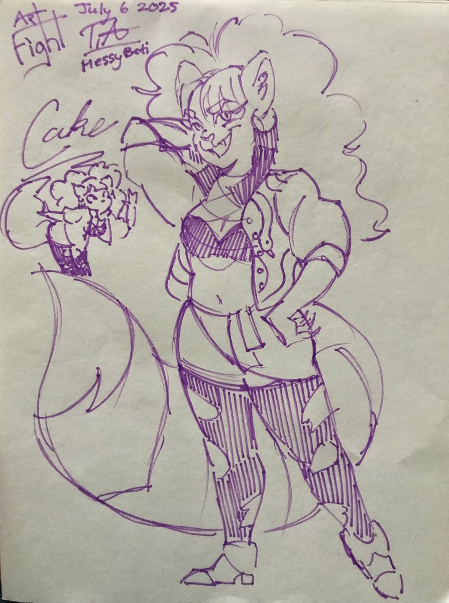 VeryBerryTired's tweet image. Little warmup #artfightattack for Demongemini6 on #artfight
drew her fursona Cake, and she has lots of other characters with unique designs
#artfight2025 #teamfossils #art #drawing #sketch #fursona #oc