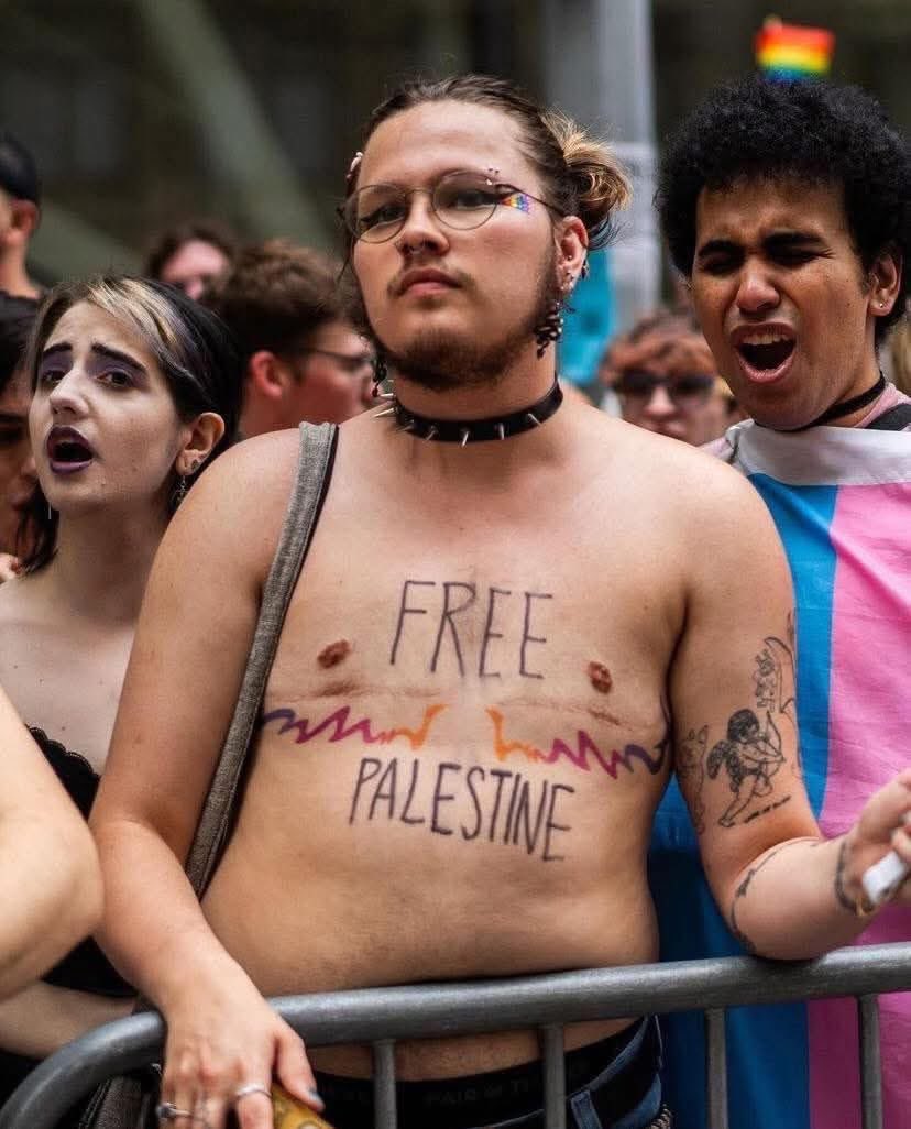 DrEliDavid's tweet photo. Queers                          Queers
     FOR                                  IN
Palestine                      Palestine https://t.co/UwUEOVcgVW