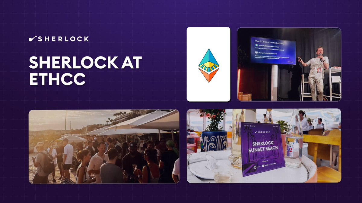 SHERLOCK (@sherlockdefi) on Twitter photo What a week <a href="/EthCC/">EthCC - Ethereum Community Conference</a>!
Thank you to everyone who came out to our event and to our friends at <a href="/SonicWorldHQ/">Sonic World</a>, <a href="/hemi_xyz/">Hemi</a>, and <a href="/zerolendxyz/">ZeroLend</a> for helping make it possible.
Another thank you for the large crowd that showed up for <a href="/jack__sanford/">Jack Sanford 🛡️</a>'s talk at the main venue.
See everyone What a week <a href="/EthCC/">EthCC - Ethereum Community Conference</a>!
Thank you to everyone who came out to our event and to our friends at <a href="/SonicWorldHQ/">Sonic World</a>, <a href="/hemi_xyz/">Hemi</a>, and <a href="/zerolendxyz/">ZeroLend</a> for helping make it possible.
Another thank you for the large crowd that showed up for <a href="/jack__sanford/">Jack Sanford 🛡️</a>'s talk at the main venue.
See everyone