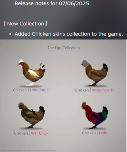 🚨CS2 will be releasing a Chicken Collection to the game soon‼️🤯

Source: EliGE's Barber.